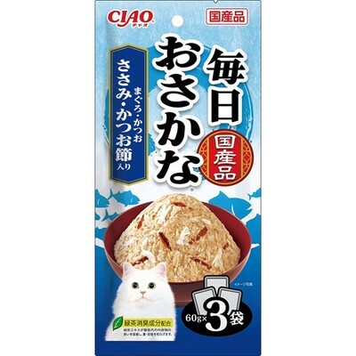 【48個書き割り】 いなば愛玩動物ボンネット株式会社 CIAO 日毎夜毎おさかな まぐろ･かつお ささみ･かつお節入り口・入口 60g×3P