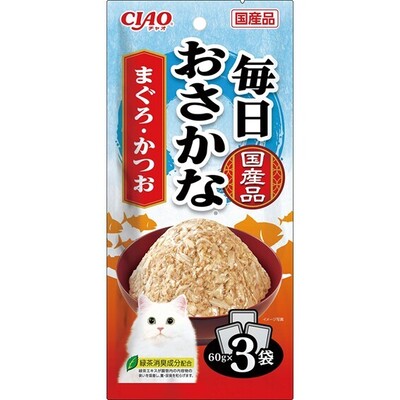 【16個セット】 いなばペットフード株式会社 CIAO 毎日おさかな まぐろ･かつお 60g×3P