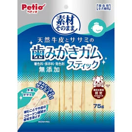 【30個セット】ペティオ 素材そのまま　天然牛皮とササミの歯みがきガム　スティック７５ｇ