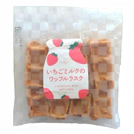 【48個セット】 アクシエ株式会社 こまちな いちごミルクのワッフルラスク