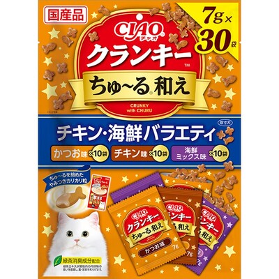 【8個セット】いなばペットフード　ＣＩＡＯ　クランキーちゅーる和えチキン・海鮮バラエティ７ｇ&times;３０Ｐ｜スペシャルスペース　ペット館