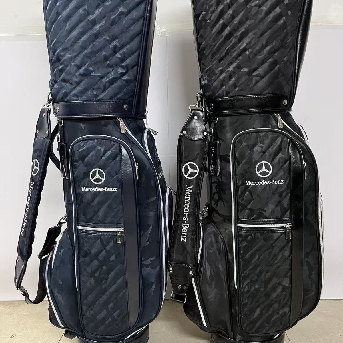 【数量限定】メルセデス・ベンツ Mercedes-Benz ゴルフ キャディバッグ ボストンバッグ 2点セット カモフラ柄 迷彩 高級ナイロン 5分割 9型相当 ゴルフバッグ 衣類バッグ ネイビー ブラック メンズ レディース｜life design shop