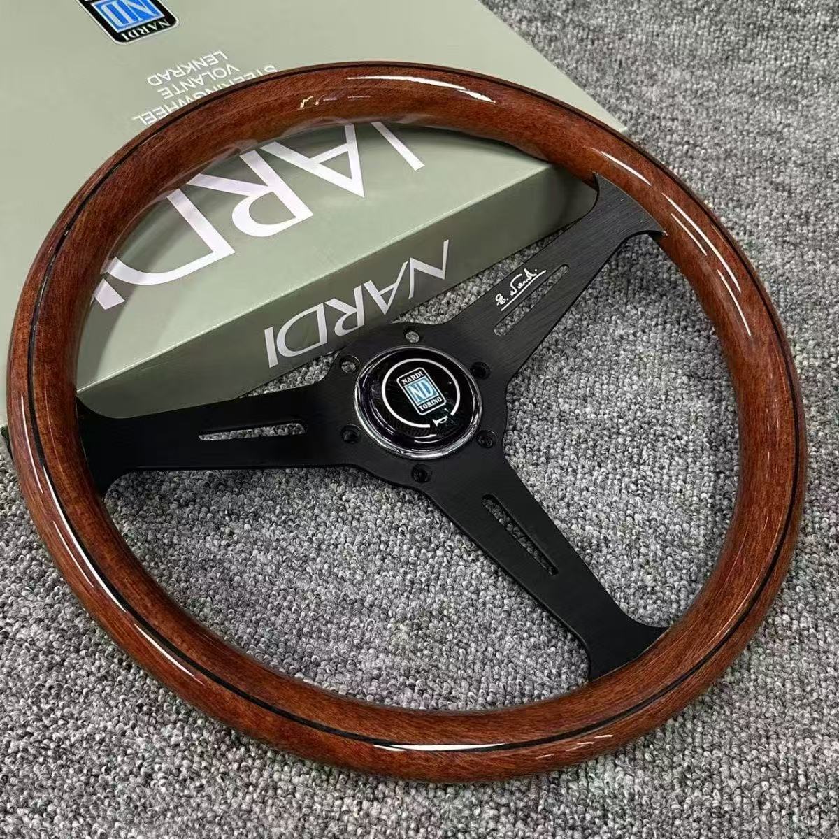 新品 未使用 NARDI レトロ ウッド調 クラシックステアリング レース ドリフト 改造用ハンドル 約14インチ ステアリング｜life design shop