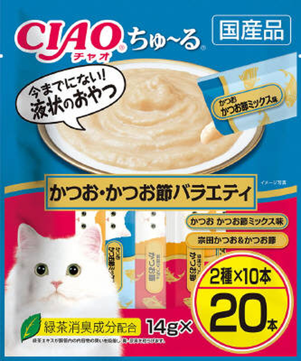 【同梱不可】【16個セット】いなばペットフード CIAOちゅ～るかつお・かつお節バラエティ14g×20本