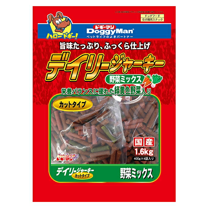 【同梱不可】【6個セット】ドギーマンハヤシ ドギーマン デイリージャーキー 野菜ミックス カットタイプ 1.6kg