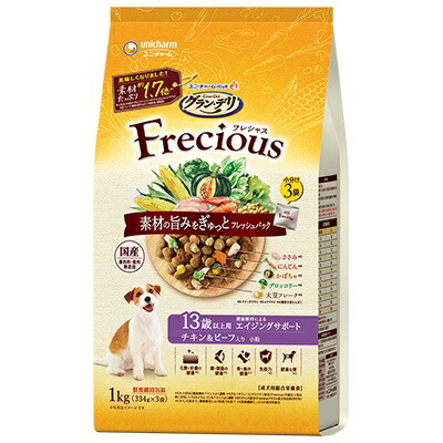 【同梱不可】【4個セット】ユニ・チャーム グラン・デリ Frecious 13歳以上用 チキン&ビーフ入り 1kg