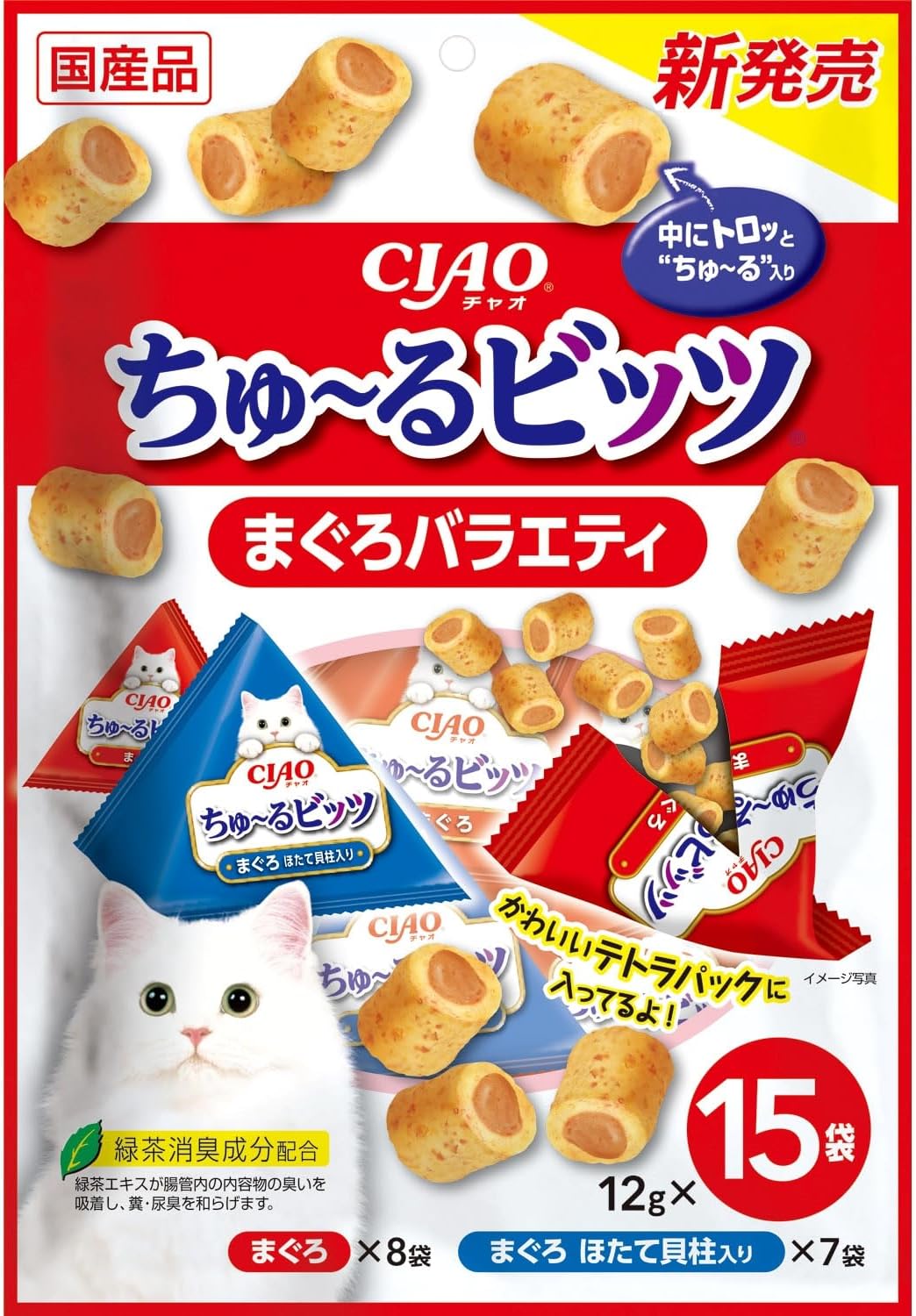 【同梱不可】【16個セット】CIAOちゅ～るビッツまぐろバラエティ12g×15袋