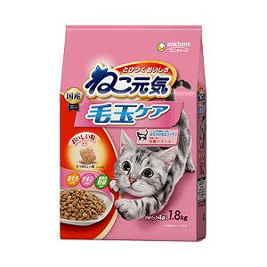 【同梱不可】【6個セット】ユニ・チャームねこ元気毛玉ケアまぐろ･チキン･緑黄色野菜入り1.8g