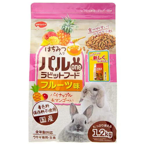 【同梱不可】【9個書き割り】日本愛玩動物ボンネット パルワンパルワンラビットフードフルーツ味1.2kg