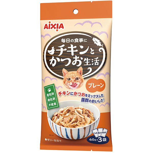 【同梱不可】【48個セット】 アイシア チキンとかつお生活 プレーン 180g