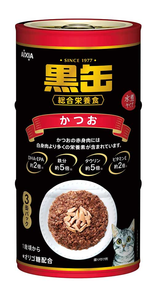 【同梱不可】【18個セット】 アイシア 黒缶3P かつお480g