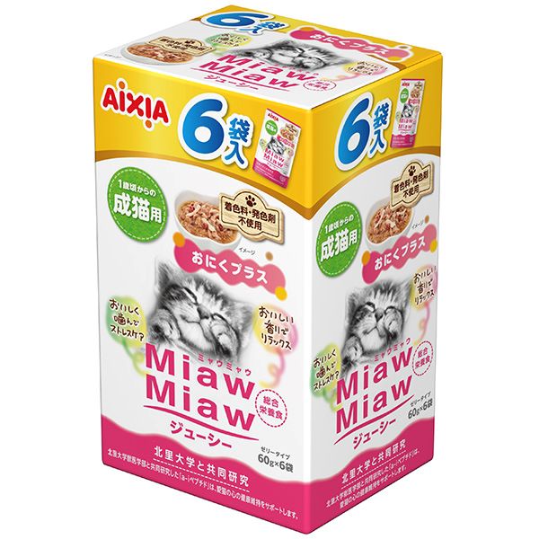 【同梱不可】【10個セット】 アイシア MiawMiaw ジューシー 6P おにくプラス 360g