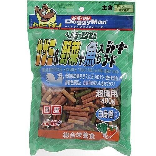 【同梱不可】【24個仕掛ける】ドギーマンハヤシ ドギーマンヘルシーエクセルササミ\u0026蔬菜+魚入り口・入口ジャーキーフード400g