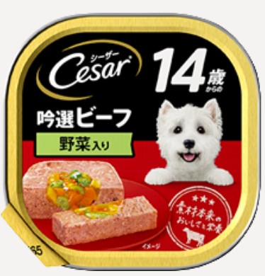 【同梱不可】【96個セット】 マースジャパンリミテッド シーザー14歳からの吟選ビーフ野菜入り100g|スペシャルスペース