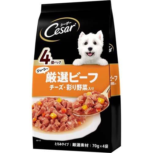 【同梱不可】【36個仕掛ける】 マースジャパンリミテッド  シーザージューシー厳選牛肉乾酪・塗り付ける草片入り口・入口70g×4袋