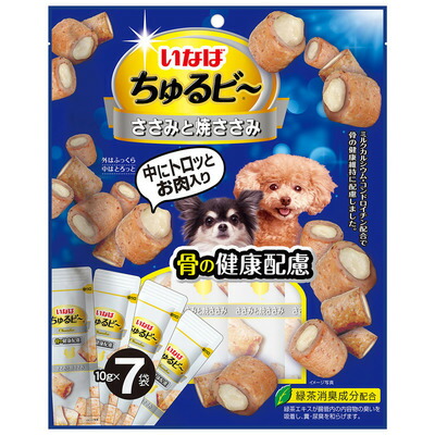 【同梱不可】【16個セット】いなばペットフード ちゅるビ～ささみと焼ささみ骨の健康配慮10g×7袋