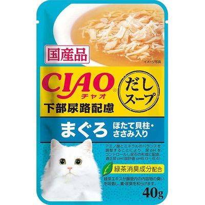 【同梱不可】【96個セット】いなばペットフードCIAOスープ下部尿路配慮まぐろほたて貝柱・ささみ入り40g