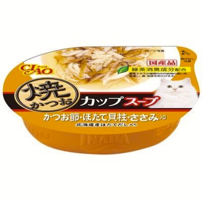 【同梱不可】【36個セット】いなばペットフード 焼かつお カップ スープ かつお節・ほたて貝柱・ささみ入り 60g