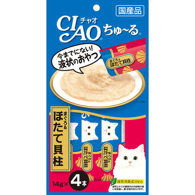 【同梱不可】【48個仕かける】いなば愛玩動物ボンネット  CIAOちゅ～るまぐろ＆ほたて内転筋14g×4本