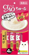 【同梱不可】【48個セット】 いなばペットフード いなば CIAO（チャオ）ちゅ～る とりささみ＆甘えび 14g×4本