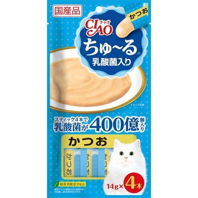 【同梱不可】【48個仕かける】いなば愛玩動物ボンネット CIAOちゅ～る乳酸菌入り口・入口かつお14g×4本