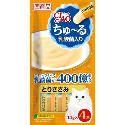 【同梱不可】【24個セット】いなばペットフード CIAOちゅ～る乳酸菌入りとりささみ14g×4本