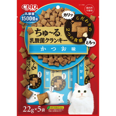 【同梱不可】【24個セット】いなばペットフード CIAOすごい乳酸菌クランキーかつお味22g×5P