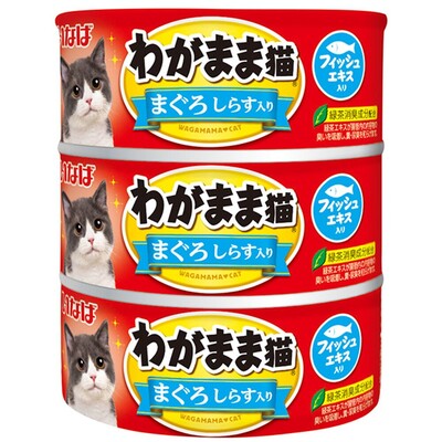 【同梱不可】【12個セット】 いなばペットフード いなば わがまま猫 まぐろ しらす入り（140g×3缶） キャットフード 缶詰