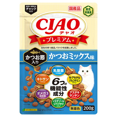 【同梱不可】【24個セット】いなばペットフード CIAOプレミアムかつお節入りかつおミックス味200g 12,928円