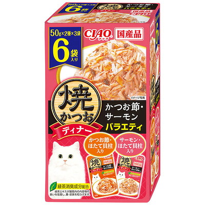 【同梱不可】【16個仕掛ける】いなば愛玩動物ボンネット  焼晩さん会焼かつおかつお節・サーモンバラエティ50g×6袋