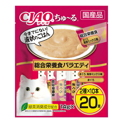 【同梱不可】【8個セット】いなばペットフード CIAOちゅ～る総合栄養食バラエティ14g×20本