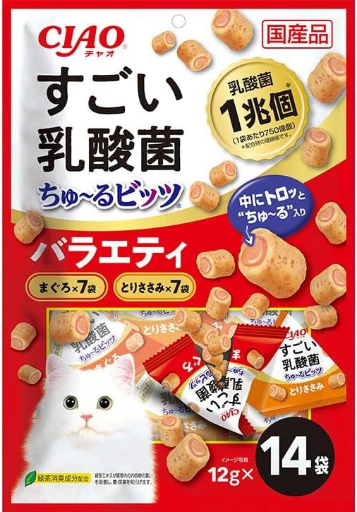 【同梱不可】【8個仕かける】CIAOもの恐ろしい乳酸菌ちゅ～るビッツバラエティ12g×14袋