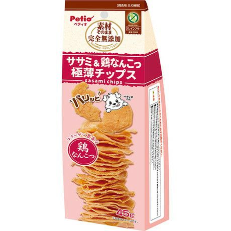 【同梱不可】【30個セット】ペティオ 素材そのまま 完全無添加 ササミ＆鶏なんこつ パリッと 極薄チップス 45g
