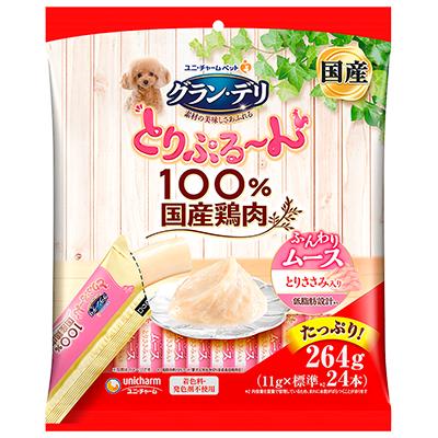 【同梱不可】【48個仕掛ける】ユニ・チャーム グラン･デリとりぷるーんヘアムースとりささみ11g×6本 その他-犬用品