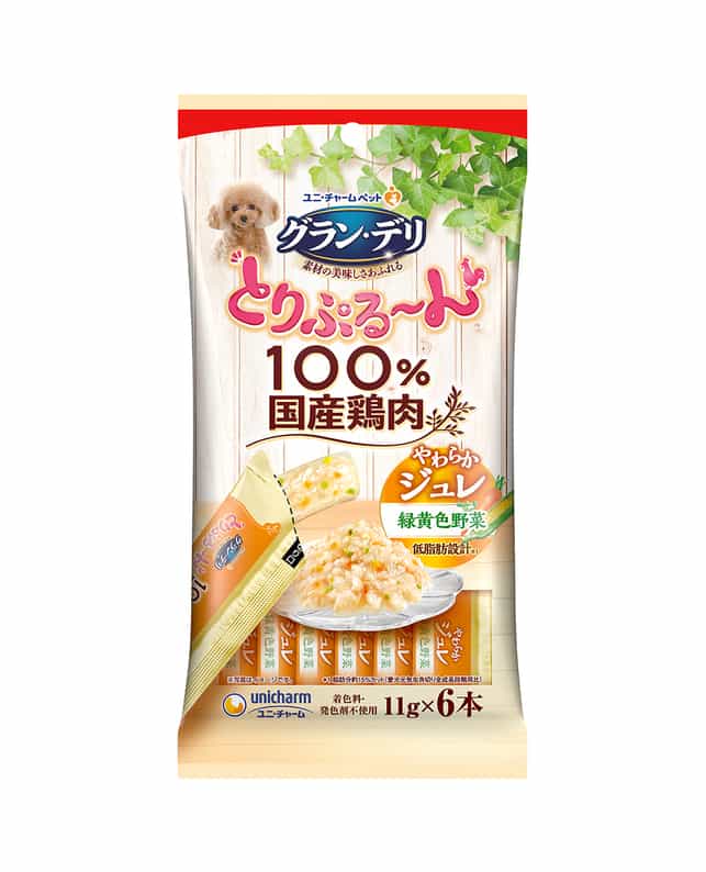 【同梱不可】【24個セット】ユニ・チャーム グラン･デリとりぷるーんジュレ緑黄色野菜11g×6本