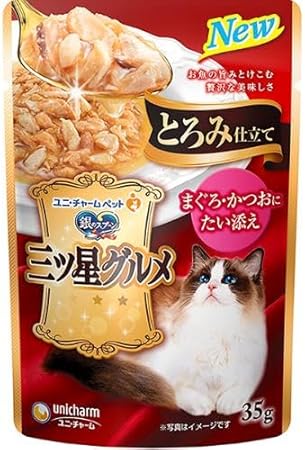 【同梱不可】【80個セット】 ユニ・チャーム 銀のスプーン三ツ星グルメパウチとろみ仕立てまぐろ･かつおにたい添え35g
