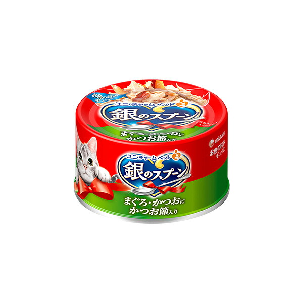 【同梱不可】【48個セット】ユニ・チャーム 銀のスプーン缶 まぐろ･かつおにかつお節入り 70g｜スペシャルスペース