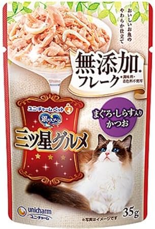【同梱不可】【80個セット】 ユニ・チャーム 銀のスプーン三ツ星グルメパウチフレーク無添加まぐろ･しらす入りかつお35g｜スペシャルスペース