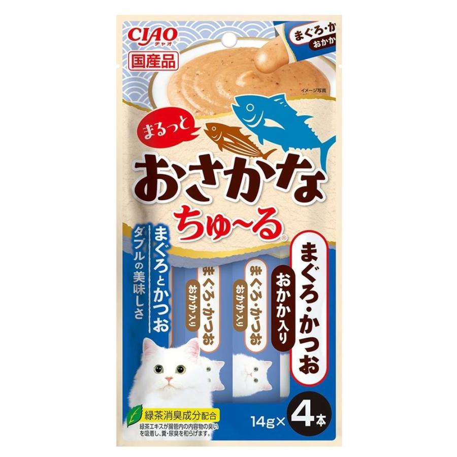 いなばペットフード 【同梱不可】【48個セット】いなばペットフード株式会社　ＣＩＡＯ　まるっとおさかなちゅーる　まぐろ・かつお　おかか入り１４ｇ×４Ｐ