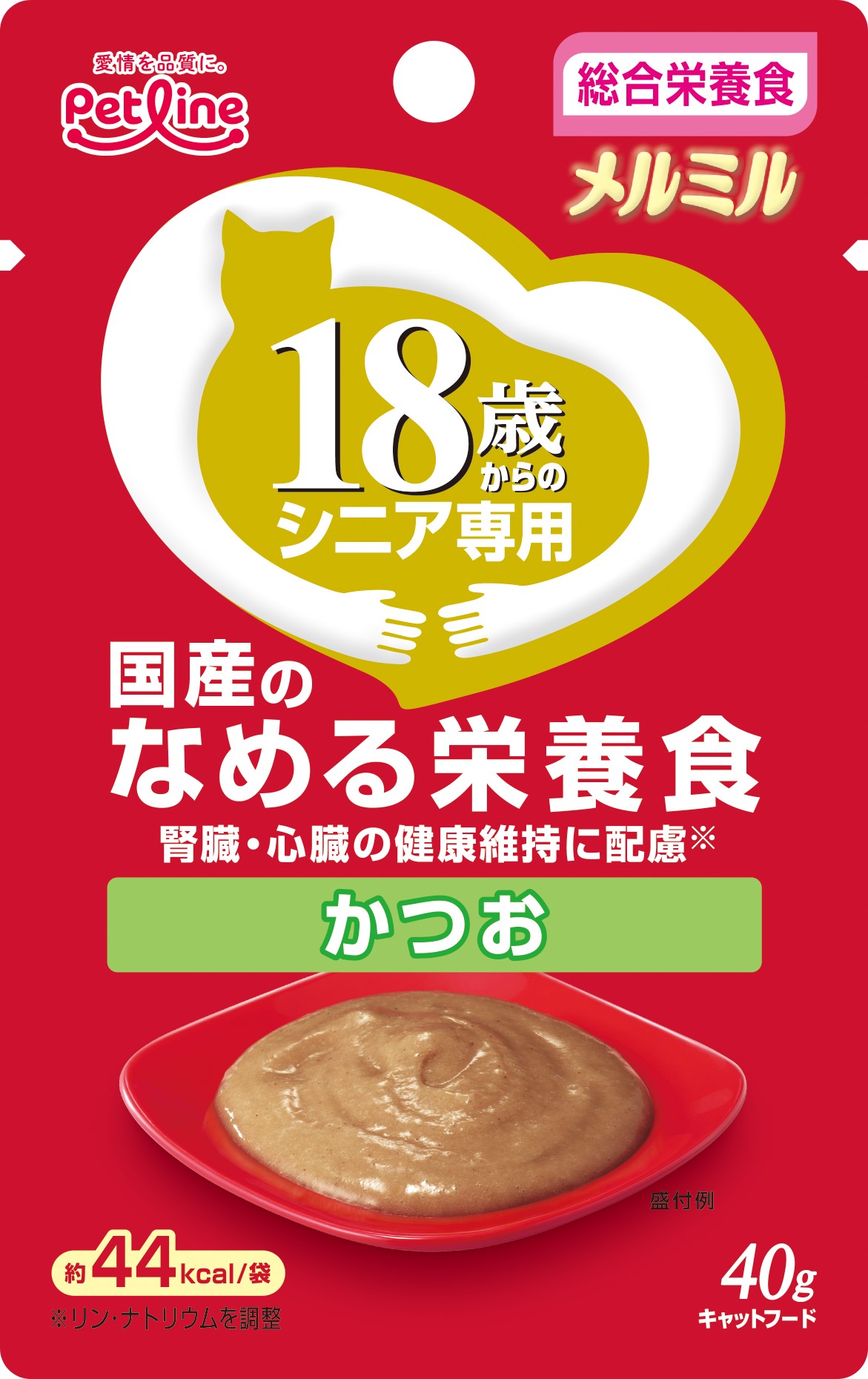 【同梱不可】【96個セット】ペットライン メルミル18歳からかつお40g