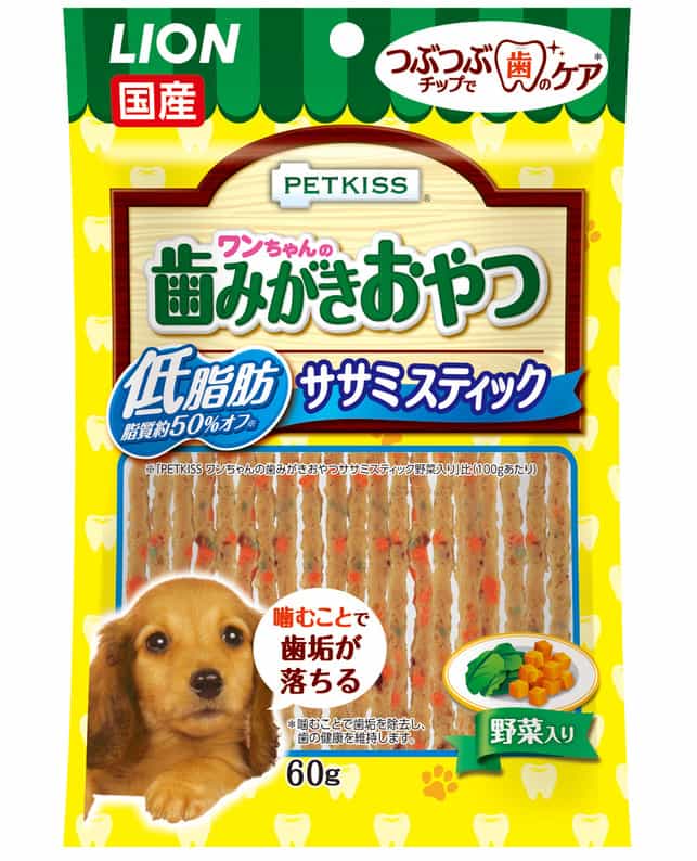 【同梱不可】【48個セット】PETKISSワンちゃんの歯みがきおやつ低脂肪ササミスティック野菜入り60g