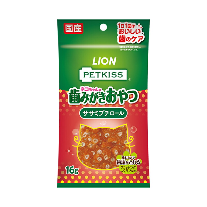【同梱不可】【個セット】PETKISSネコちゃんの歯みがきおやつササミプチロール16g