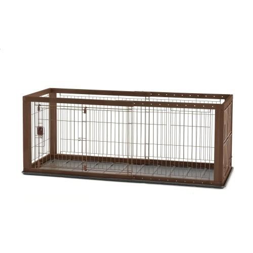 【同梱不可】リッチェル 木製 スライド ペット サークル レギュラー ダークブラウン