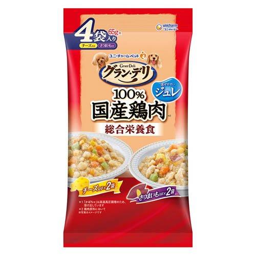 【同梱不可】【20個仕掛ける】ユニ・チャーム グラン･デリ組み入れる栄養物食国産パウチジュレ成犬用さつまいも入り口・入口･乾酪入り口・入口65g×4袋