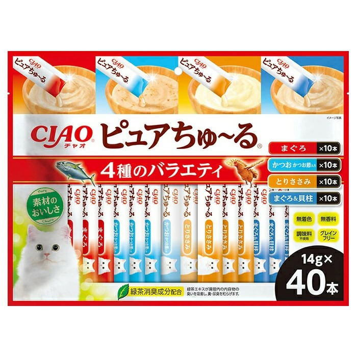 【同梱不可】【4個セット】いなば CIAOピュアちゅ～る4種のバラエティ14g×40本