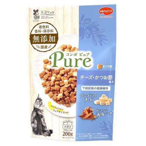 【同梱不可】【12個セット】日本ペットフード コンボ　ピュア　キャット　まぐろ味・チーズ・かつお節添え 200g