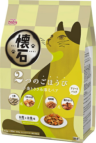 【同梱不可】【10個セット】 ペットライン　懐石 2つのごほうび 小魚とささみ添えペア650g