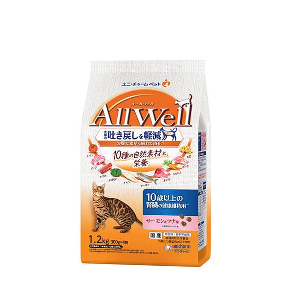 ユニチャームペット 【同梱不可】【5個セット】ユニ・チャームペット AllWell10種の自然素材10歳以上の腎臓の健康維持用サーモン＆ツナ味 1．2kg｜スペシャルスペース