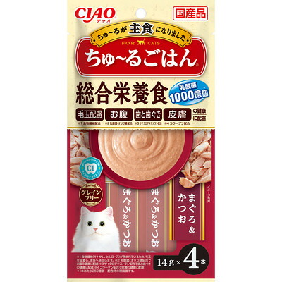 【同梱不可】【24個セット】いなば ちゅーるごはん CIAO　ちゅーるごはん　まぐろ＆かつお 14g×4P