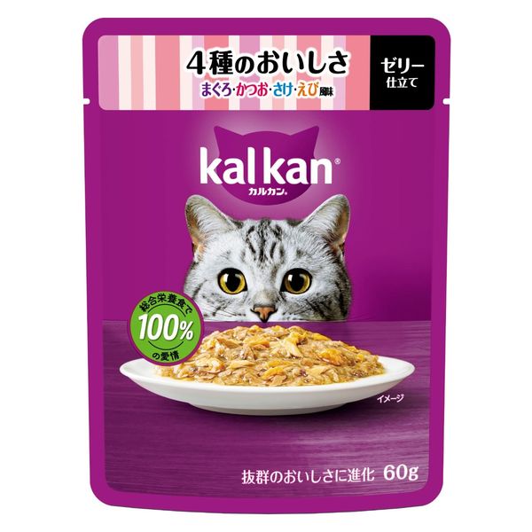 【同梱不可】【120個仕掛ける】マースジャパン カルカンパウチ 4種のおいしさ まぐろ・かつお・さけ・えび味わい 60g